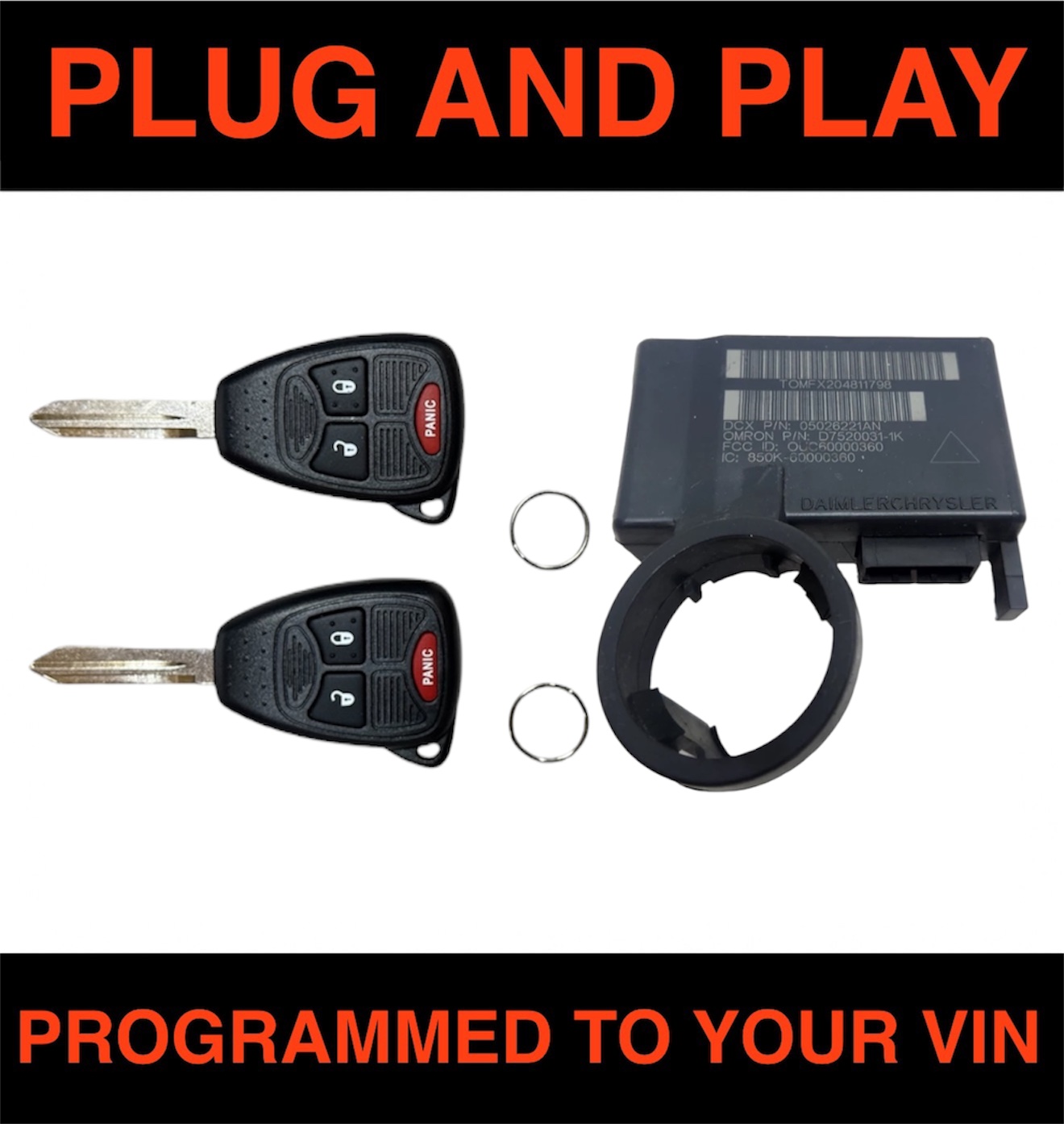2006-2009 Dodge Ram Immobilizer + 2 Uncut Remote Keys — Part 05026221