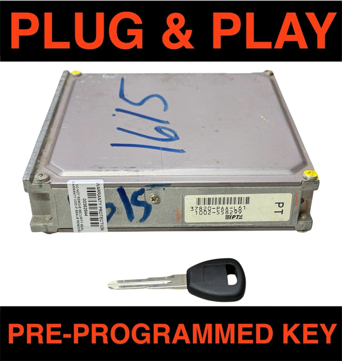 1998-1999 Honda Accord 2.3L Engine Computer Key ECM ECU — Part 37820-PAA-L61